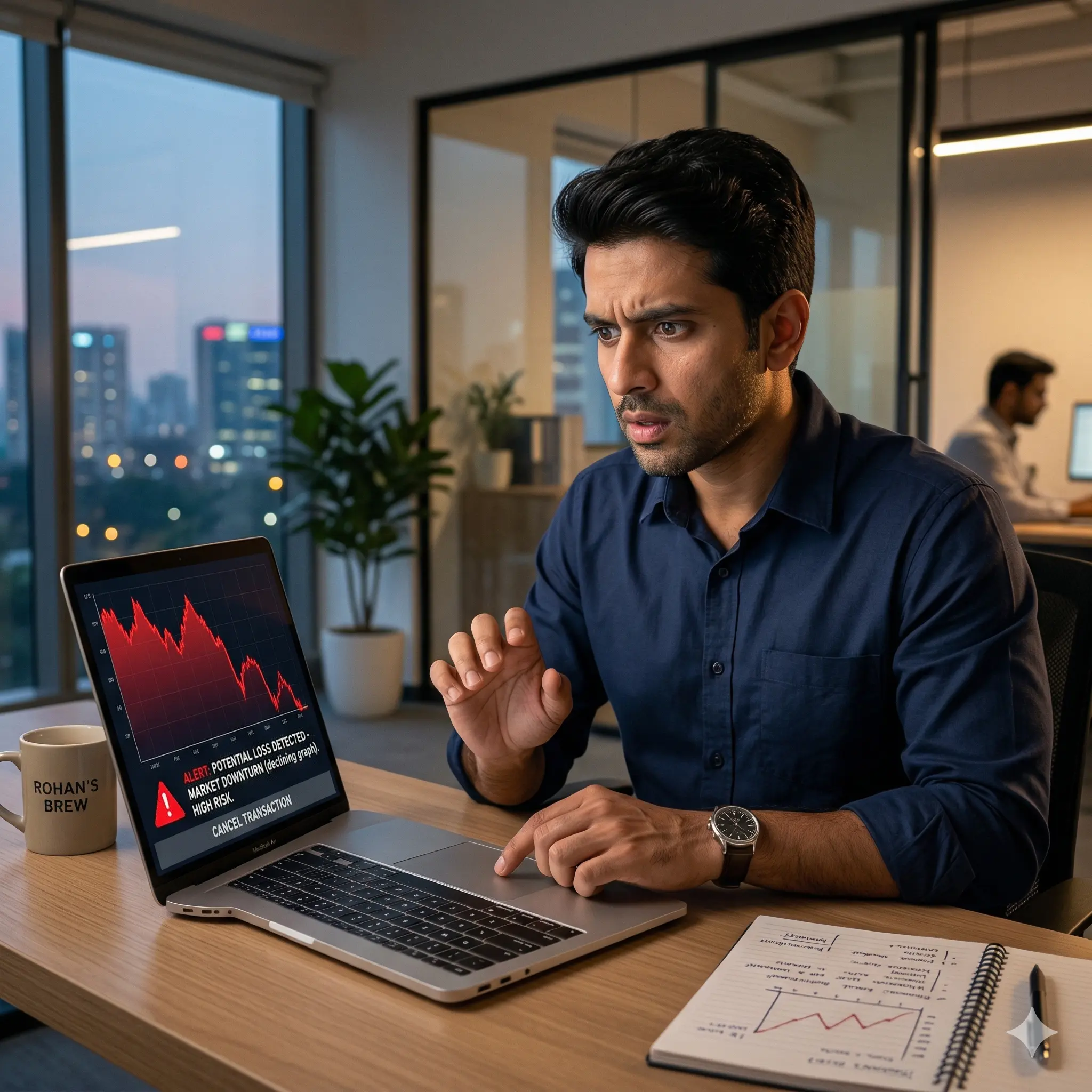 Person avoiding financial loss by stopping a wrong decision at the right time