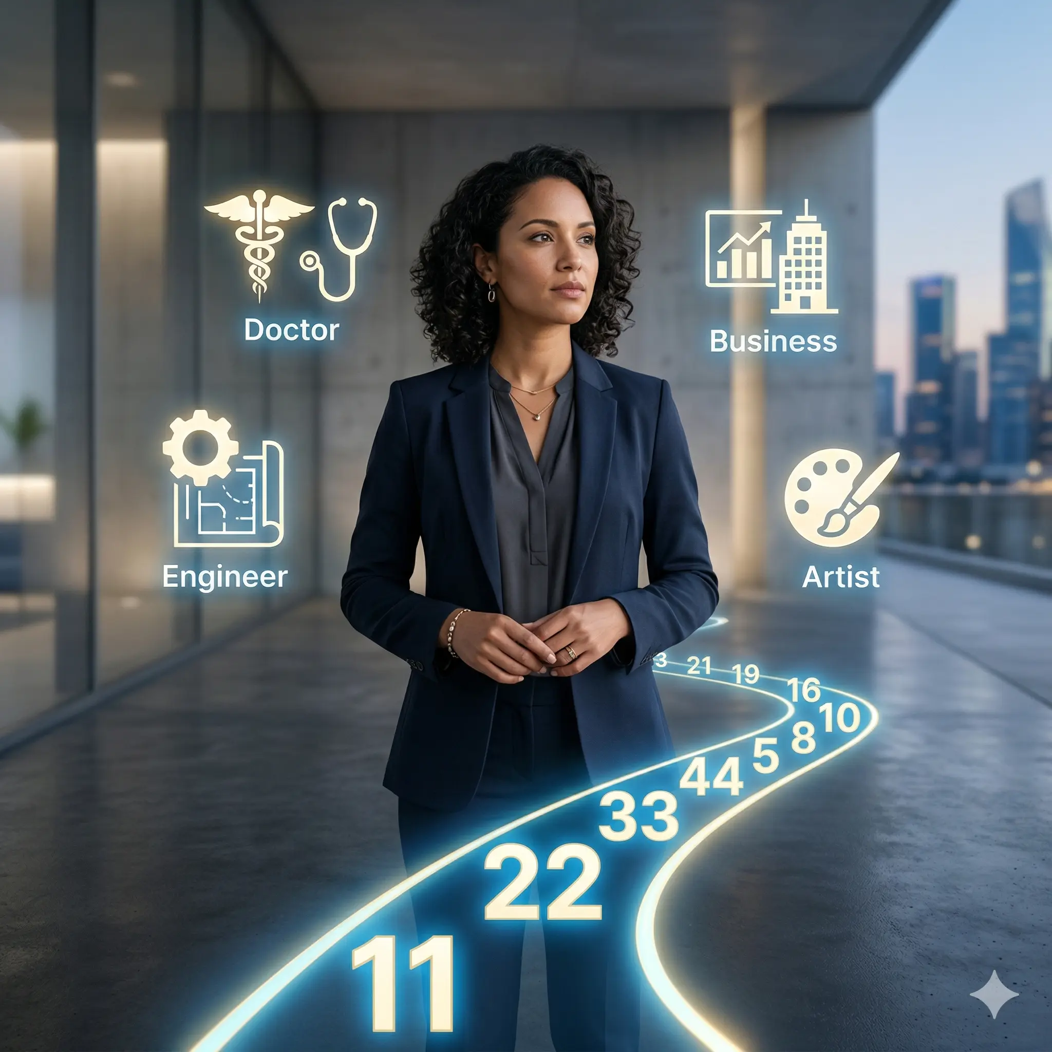 Numerology career guidance showing a professional choosing the right career path based on numbers