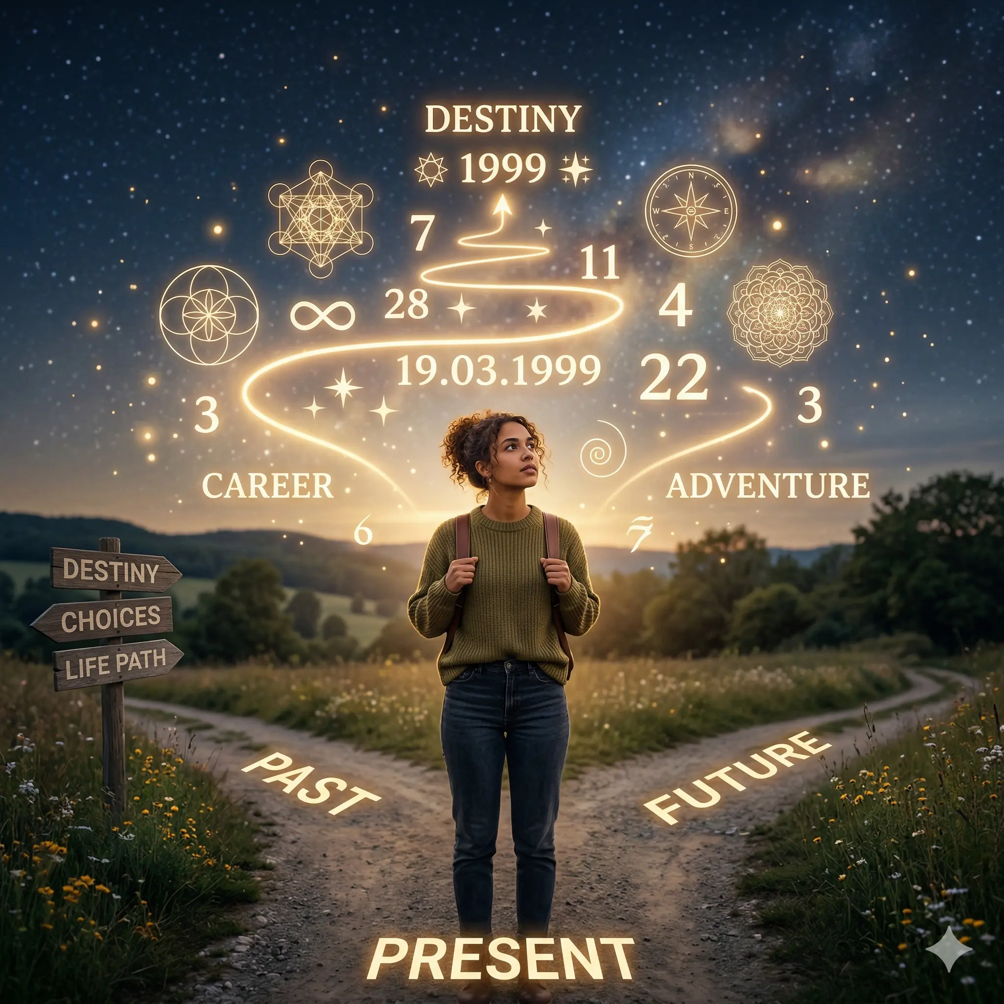 Numerology life purpose guidance showing a person analyzing birth date numbers for clarity and direction