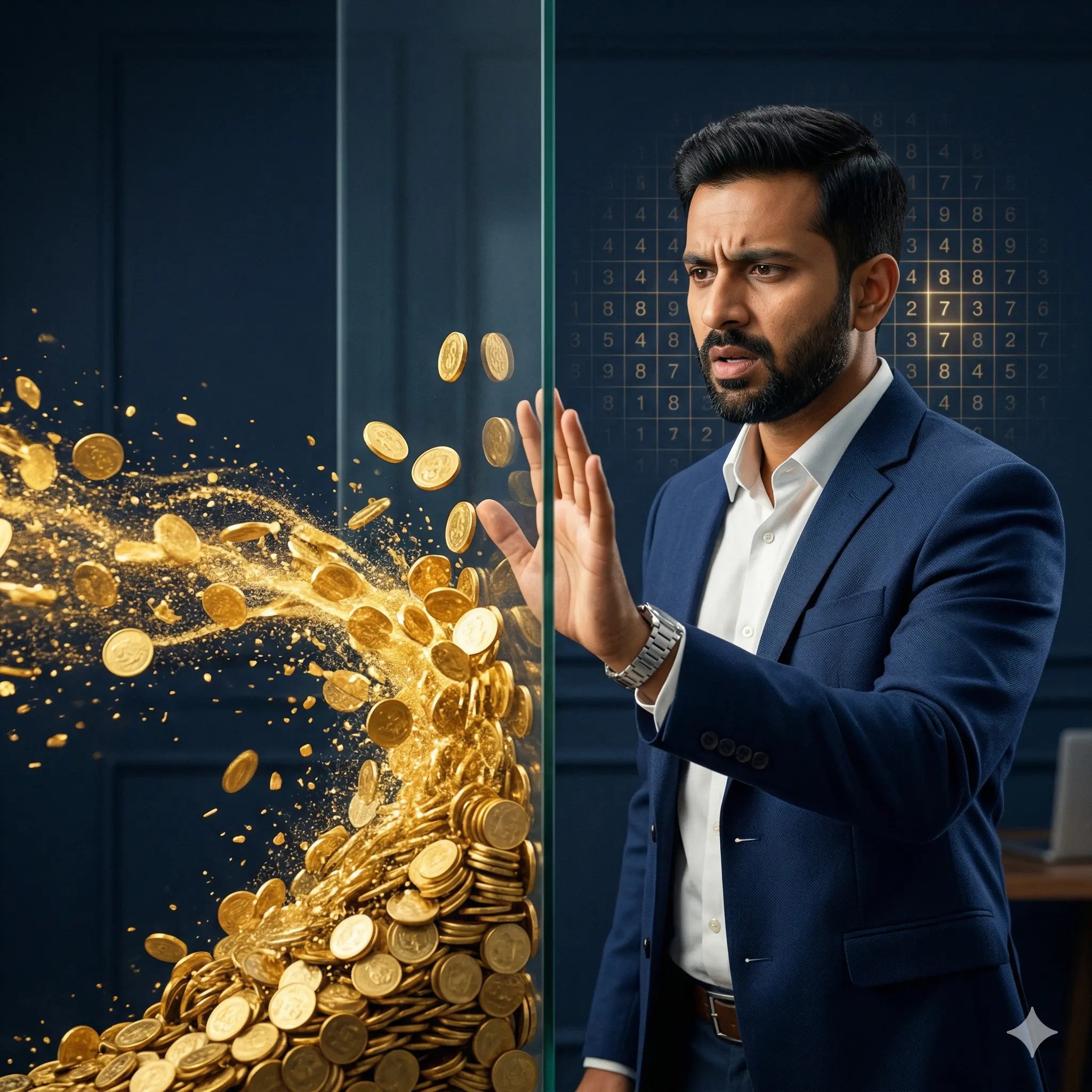 Financial blockage concept showing money flow stuck due to numerology imbalance