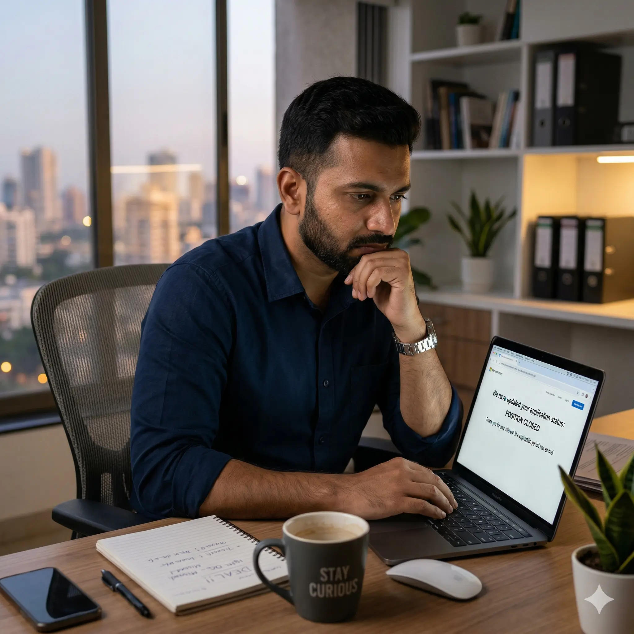 Indian individual checking astrology reading on laptop to understand life decisions and future