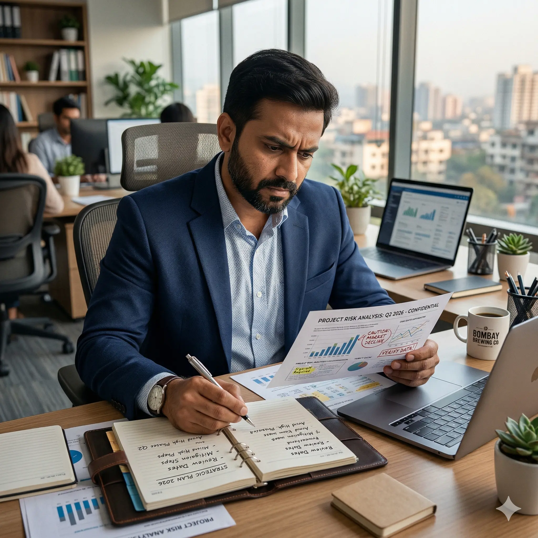 Indian professional staying cautious and avoiding risks using numerology yearly analysis during difficult phases