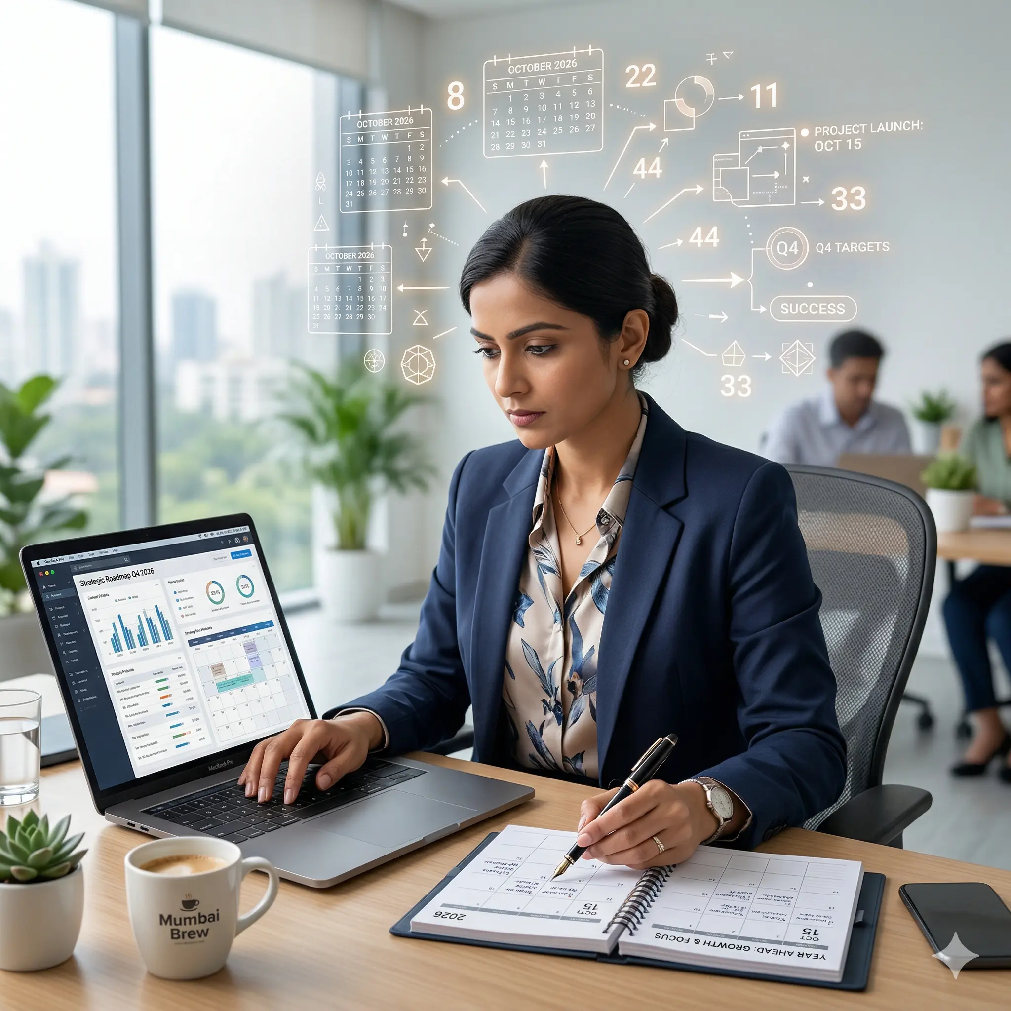 Indian professional taking action on the right days using numerology yearly planner for better decisions