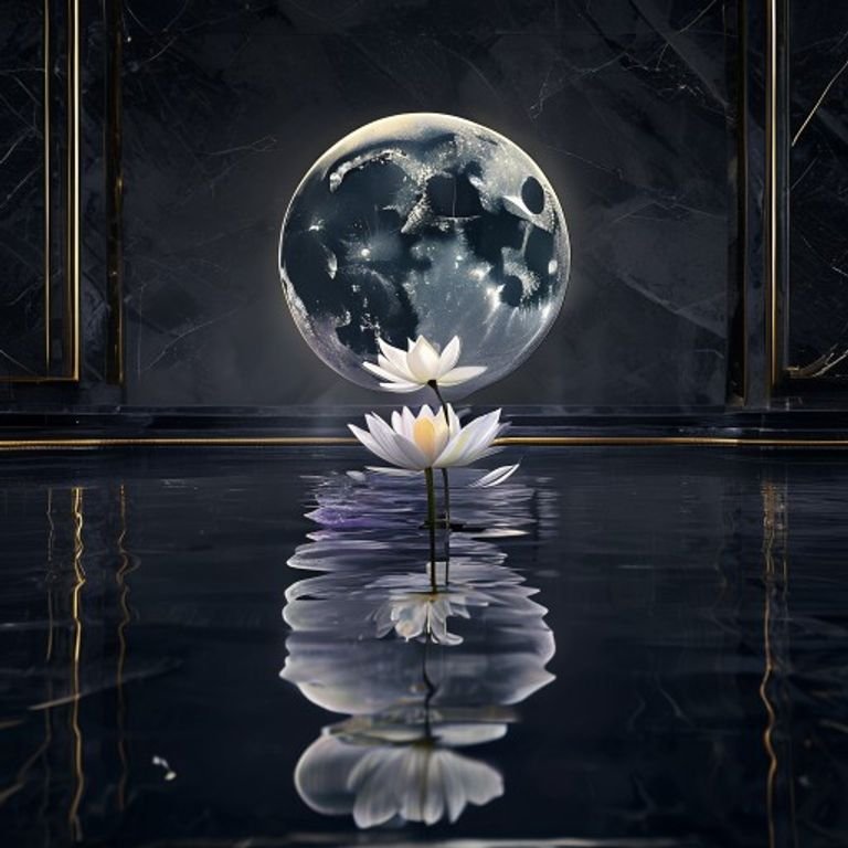 8th House Moon Secrets represented by a moon reflecting in dark water.