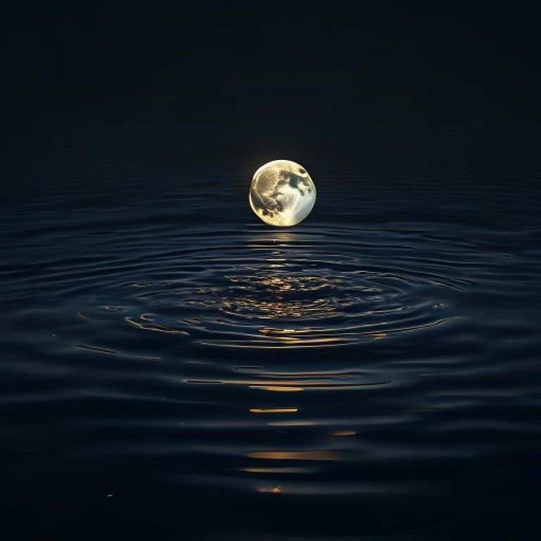 A glowing Moon in the 8th house submerged in dark water with golden ripples.