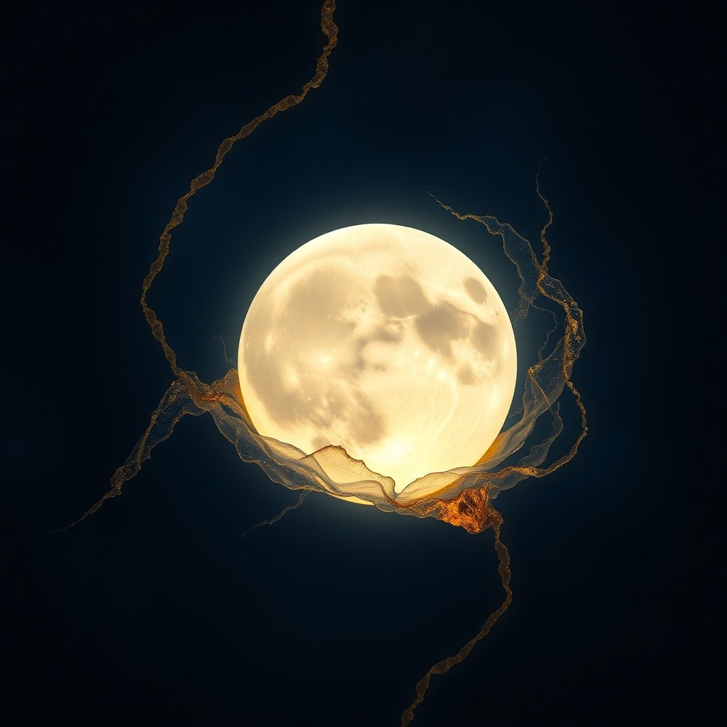8th House Moon Trauma representation with lunar energy and liquid gold