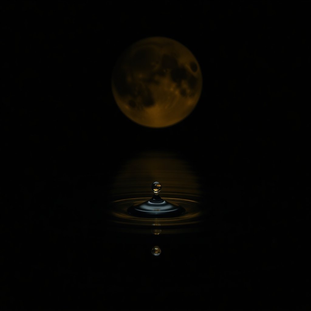 8th House Moon Secrets represented by a dark moon and golden ripple.