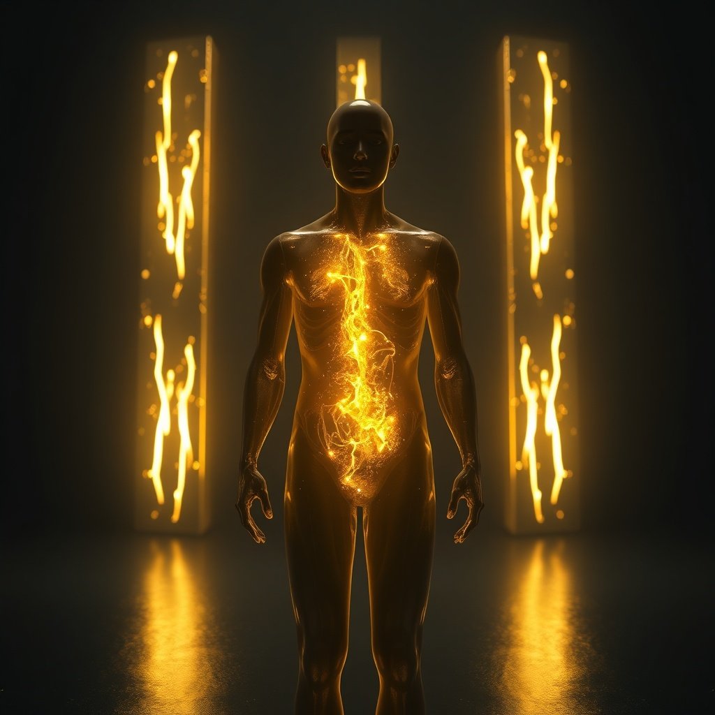 A visual representation of an 1111 Energy Leak showing golden light drainage.