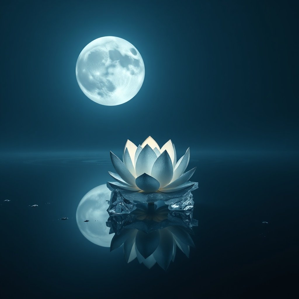 A symbolic representation of 8th House Moon Trauma in a minimalist style.