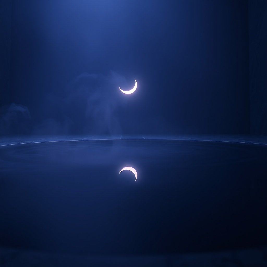 8th House Moon Survival concept art with moon reflection in water