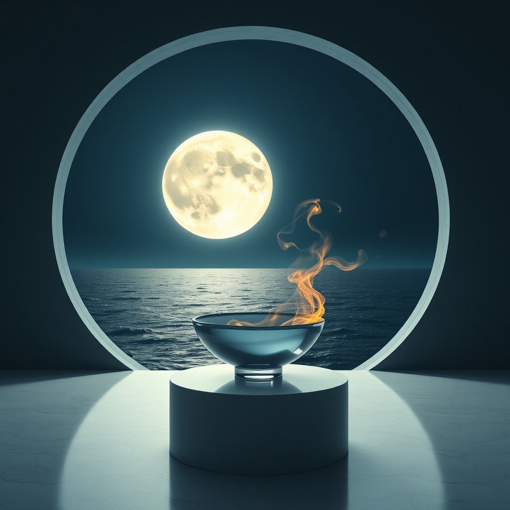 A glowing moon reflecting the mystery of Moon in the 12th House.