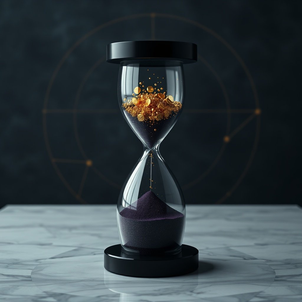 Life Path number karmic debt representation with obsidian hourglass