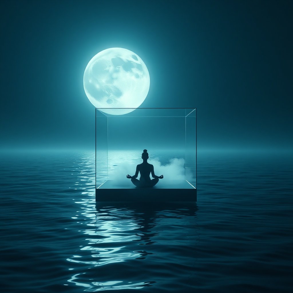 A symbolic representation of the 12th House Moon psychological prison.